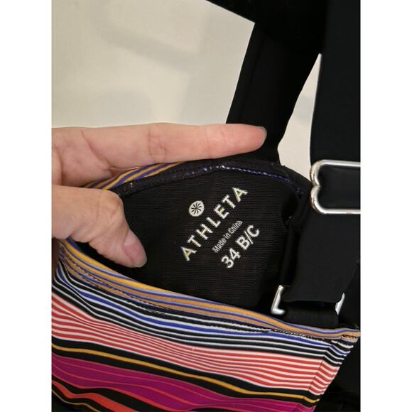 Athleta Bikini Women's 34B/C Capri Stripe Pura Pink Black Wired Adjustable Strap - Picture 4 of 11